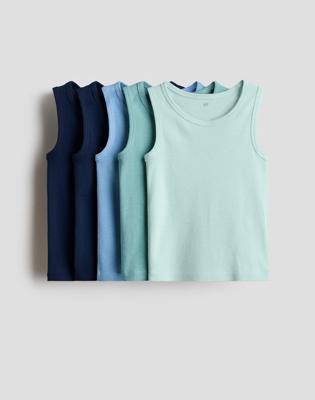 Mint green/blue 5-pack Cotton Tank Tops for kids | H&M CA