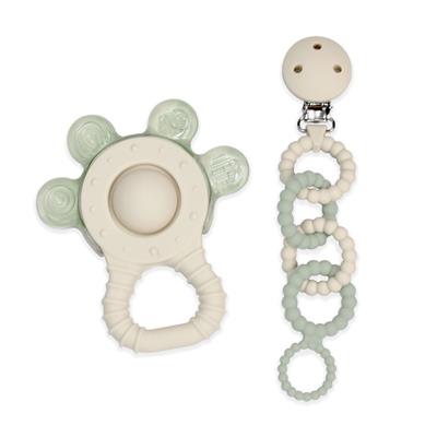 Little Rawr Silicone Soother Chain & Teether Gift Set Paw | Baby Bunting AU
