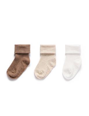 Brown 3 Pack Rib Socks - Baby Accessories - Purebaby - Purebaby