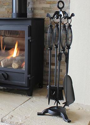 JVL Pennine Black Iron Fireside Fire Tools 5 Piece Companion Set | Freemans