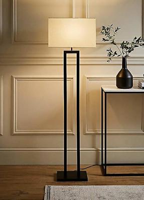 ValueLights Gloria Black Double Stem Floor Lamp with Rectangular Shade | Freemans