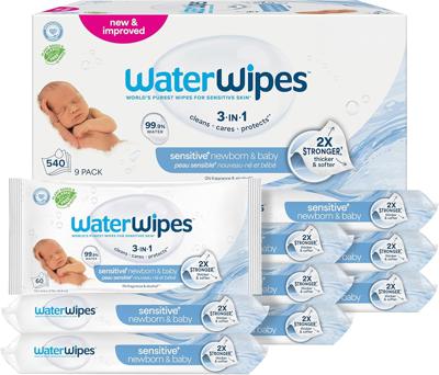 Amazon.com: WaterWipes Sensitive+ Toallitas 3 en 1 para recién nacidos y bebés, limpias, cuidan, protegen, 99.9% de agua, sin perfume e hipoalergénica