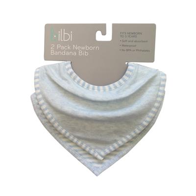 Bilbi Newborn Bandana Bib - Melange Blue - 2 Pack | Baby Bunting AU