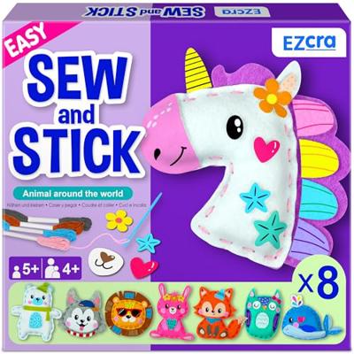 EZCRA Unicorn Sewing Kit for Kids - 8-in-1 Kids Sewing Kit - Easy to Do Craft Kits for Ages 4-8 - Sewing Crafts - Extra Felt Stickers for Decoration -