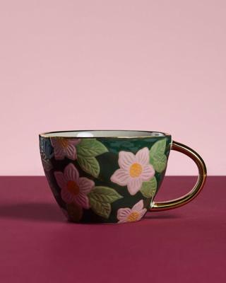 Floral Gold-Rimmed Cup - Poetry Clothing Store
