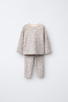 POINTELLE ANIMAL PRINT TOP AND LEGGINGS SET - Ecru | ZARA Canada