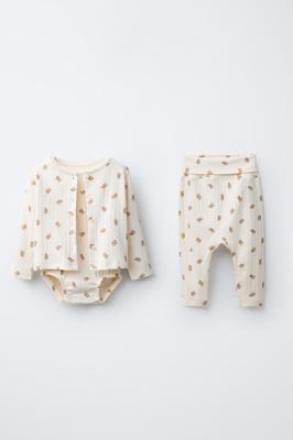 DOG PRINT JACKET, BODYSUIT, AND LEGGINGS SET - Ecru | ZARA Canada