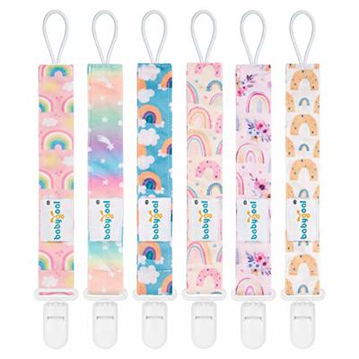 babygoal Rainbow Pacifier Clips, 6 Pack Binky Paci Holder Leashes Fits for Most Baby Pacifiers and Binkies