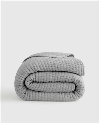 European Linen Cotton Stitch Quilt in Mist