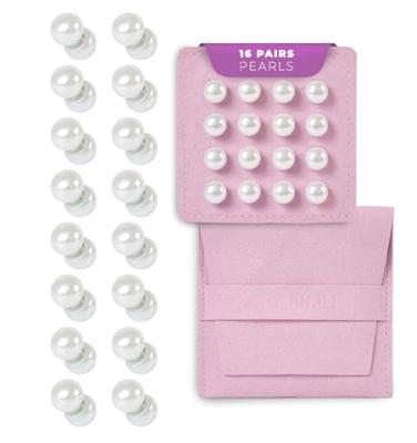 AOLRNALI Pearl Veil Weights - 16 Pairs of Magnetic Bridal Veil Weights - Secures Long Veils for Outdoor Weddings - Premium Wedding Accessories for The