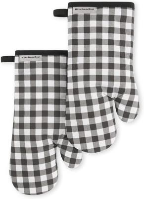 Amazon.com: KitchenAid Gingham Oven Mitt 2-Pack Set, Beet, 7x13 : Home & Kitchen