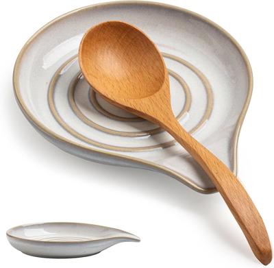 Amazon.com: Cormomu Spoon Rest, Large Ceramic Spoon Holder for Stove Top, Heat-Resistant Cooking Spoon Rest for Kitchen Counter Decor, 5 Inches (Gray)