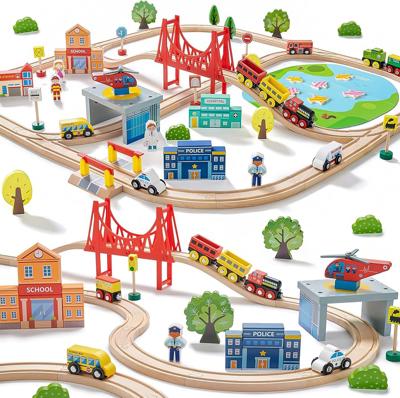 Amazon.com: Tiny Land 110PCS Wooden Train Set – Toy Train with Tracks for Kids Ages 3-7, Compatible with Major Brands, Ideal Railway Playset for Boys