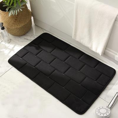 Qonioi Thick Memory Foam Bath Rug, Soft Absorbent Velvet Bathroom Mat with Non-Slip Backing, Machine Washable Striped Bath Mat for Shower Tub Sink Kit