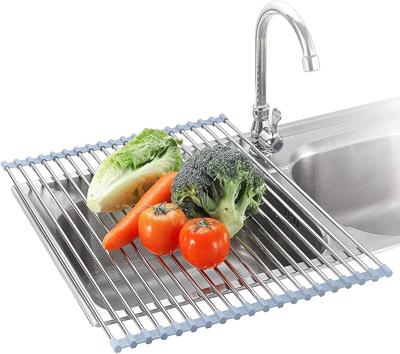 Amazon.com: Seropy Roll Up Dish Drying Rack, Over The Sink Dish Drying Rack Kitchen Rolling Dish Drainer, Foldable Sink Rack Mat Stainless Steel Wire