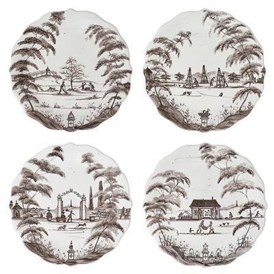 Country Estate Party Plate Assorted Set/4 - Flint Grey
