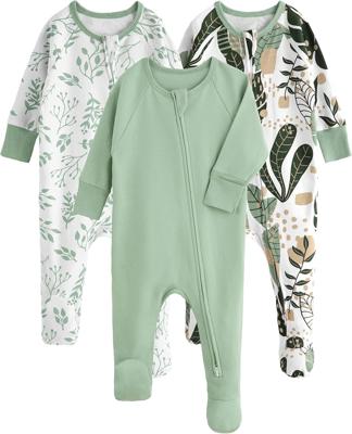 Amazon.com: Yoofoss Baby Pajamas 100% Organic Cotton Baby Sleepers for 0-3 Months Boys Girls Clothes, 3-Pack Soft infant Toddler Footed PJs with Mitte