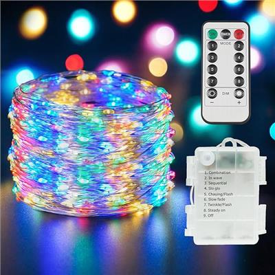 Amazon.com: suddus Fairy Lights Battery Operated with Remote, 33ft 100 LED Dimmable Twinkle Lights with Timer, Waterproof Copper Wire String Lights fo