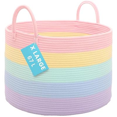 Amazon.com: OrganiHaus Rainbow Blanket Basket for Classroom & Nursery, Extra Large Woven Laundry Basket W/Handles, Kids Toy Organizer & Storage, Soft