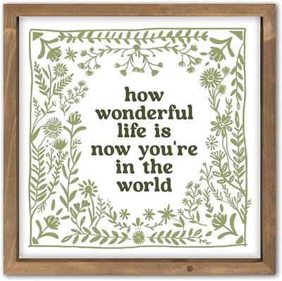 Amazon.com: pechpell 11.8 Inch Nursery Wall Decor, Wooden Framed Green Baby Girl Nursery Wall Art with Wreath Sign, Boho Vintage Woodland Nature Theme
