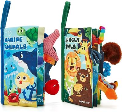 Amazon.com: hahaland Baby Toys 0-6 Months - Crinkle Books for Babies 2-Pack, Soft Cloth Sensory Touch Feel Book 6-12 Months Infant Tummy Time Toys 0-3
