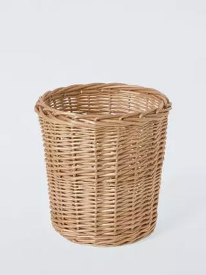 John Lewis Willow Waste Paper Bin, Light Natural
