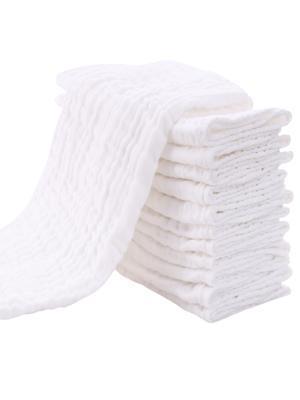 10pcs/Set Baby Burp Cloths - Super Soft 100% Baby Towels - Large 50cm X 25cm Highly Absorbent Milk Spit-Up Cloth - Unisex - White