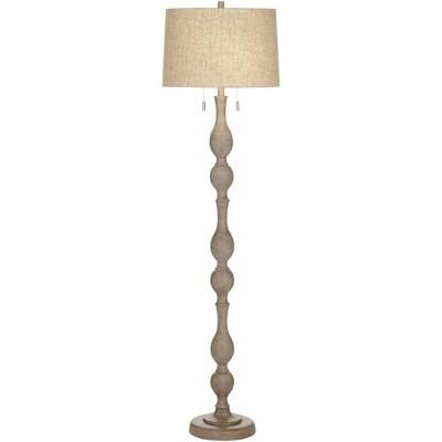 Barnes and Ivy Tuscan Chic Farmhouse Rustic 62 1/2 Tall Standing Floor Lamp Pull Chain Gray Natural Faux Wood Finish Living Room Bedroom House : Targe