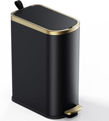Amazon.com: CEROELDA Small Bathroom Trash Can with Lid Soft Close-5L/1.3 Gal Slim Garbage Can-Metal Step Wastebasket-Rectangle Narrow Waste Bin for Of