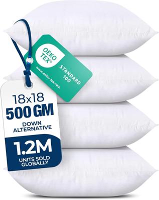 Amazon.com: Utopia Bedding Throw Pillows, Decorative 18x18 Pillow Inserts, Set of 4 | Down alternative pillow insert with plush fluffy fill for beds s