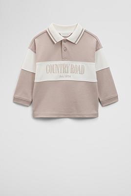 Mushroom Organically Grown Cotton Logo Rugby T-Shirt - T-Shirts | Country Road