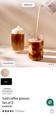 Iced coffee glasses Set of 2 | Transparent | Simons