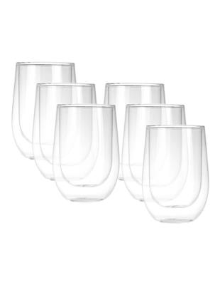 Sherwood Double Wall Coffee Glass Set of 6 290ml Cups in White | MYER