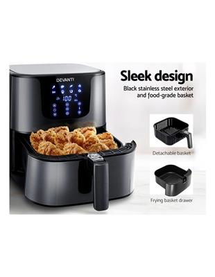 Devanti Air Fryer 7L LCD Fryers Oven Airfryer Stainless Steel Black | MYER
