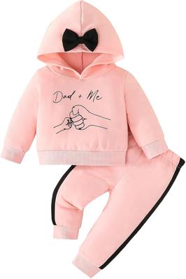 Eqenkely Baby Girl Clothes Outfit Sets Letter Print Long Sleeve Sweatshirt Hooded + Pants 2 pcs Tracksuit for Toddler 6 Months-3 Years B:Pink 12-18 Mo