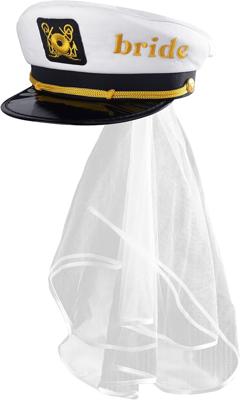 Amazon.com: MGupzao Bride Captain Hat with Veil for Bachelorette Gifts for Bride, Nautical Bachelorette Sailor Hat for Bridal Shower Accessories, Wedd