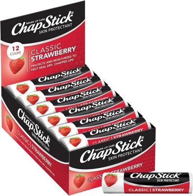 Amazon.com: ChapStick Classic Strawberry Lip Balm Tubes, Lip Care and Lip Moisturizer - 0.15 Oz (Pack of 12) : Beauty & Personal Care