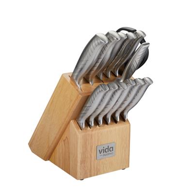 Vida by PADERNO Stainless Steel Knife Block Set, Ergonomic Grip, 14-pc