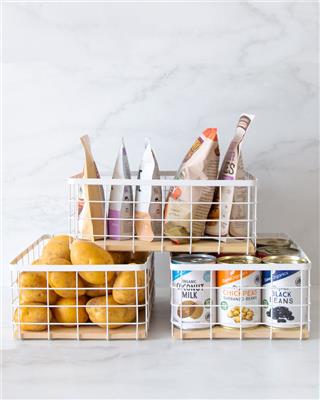 Large Basket with Wooden Tray Set | The Home Label