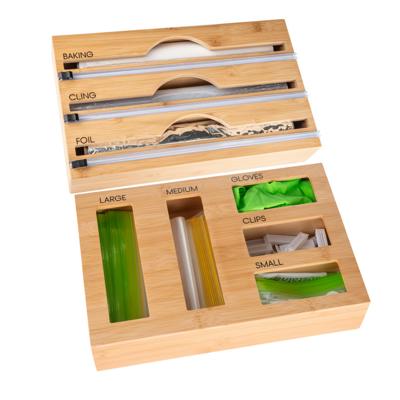 Bamboo Food Wrap Dispenser 3 Inserts & Sandwich Bag Organiser Pack - Little Label Co