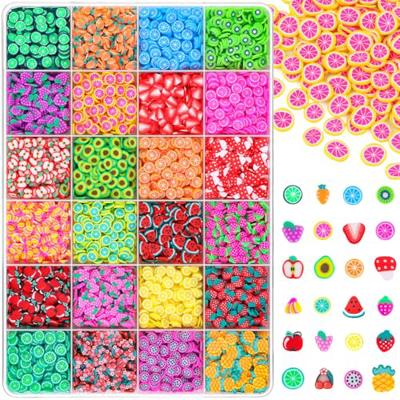 24-Grid TINKRSTUFF Fruit Slice Polymer Clay Slime Add Ins for Nail Art Fimo, Fake Sprinkles Scrapbooking Embellishments & Lip Gloss, Bulk Slime Mix In