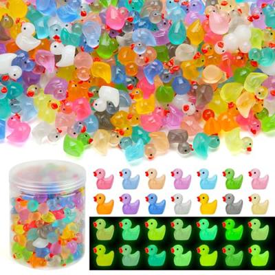 GWAHSA 240pcs Luminous Mini Resin Ducks, Tiny Animals Bulk Glow in The Dark Small Plastic Miniature Ducks Figures for Dollhouse Decor Micro Garden Hom