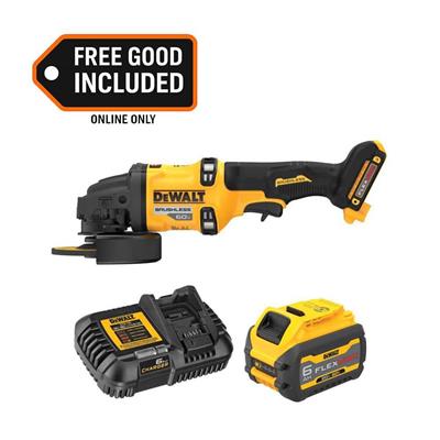DEWALT FLEXVOLT 60V MAX Lithium-Ion Cordless Brushless 4.5 in. to 6 in. Small Angle Grinder with 6Ah Battery and Charger DCG418BWDCB606C - The Home De