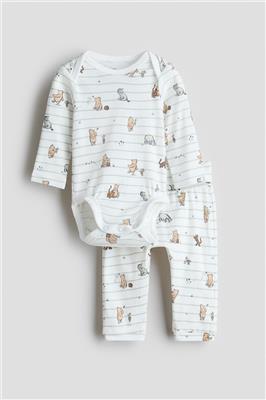 White/Winnie the Pooh 2-Piece Printed Cotton Set for kids | H&M CA