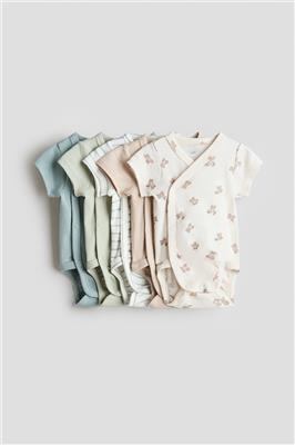 Turquoise/teddy bears 5-pack Cotton Bodysuits for kids | H&M CA