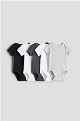 Dark gray/light gray melange 5-pack Cotton Bodysuits for kids | H&M CA