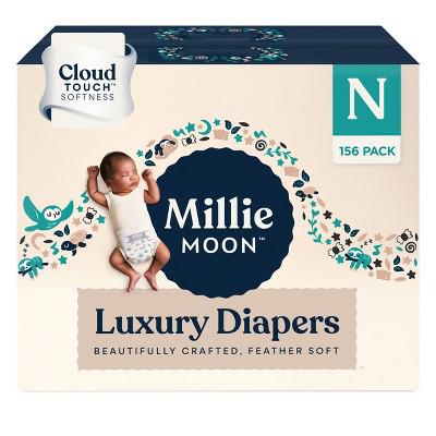 Millie Moon Luxury Disposable Diapers - Size 0 - 156ct: Wood Fluff Pulp, Up to 10 lbs, Newborn : Target