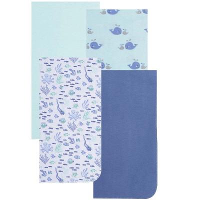 EVERYDAY KIDS 4-Pack Flannel Receiving Blankets – Soft Swaddle Set for Newborns with Ocean Animals, Fish, Octopus, Whales, Turtles, Coral Prints : Tar