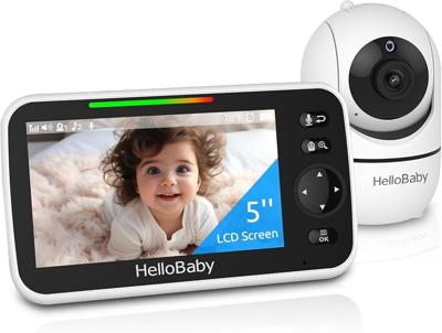 Amazon.com: HelloBaby No WiFi Baby Monitor 5 Screen 30-Hour Battery Pan-Tilt-Zoom Video Upgrade with Camera and Audio, Night Vision, VOX, 2-Way Talk,