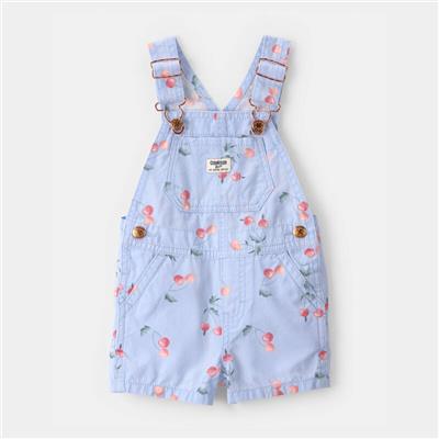 Baby Girl Cherry Canvas Shortall - Blue | Carter’s Oshkosh Canada